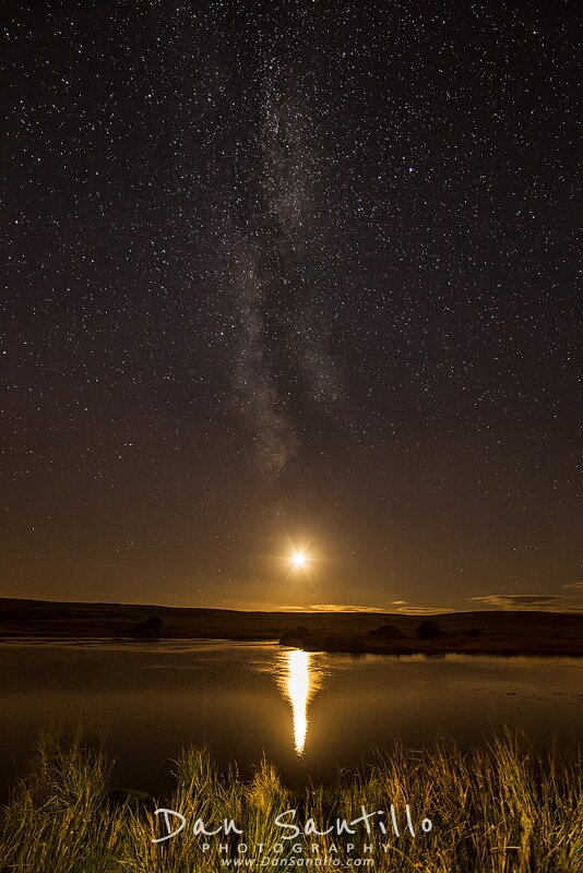 Broad Pool with the Moon and the Milky Way