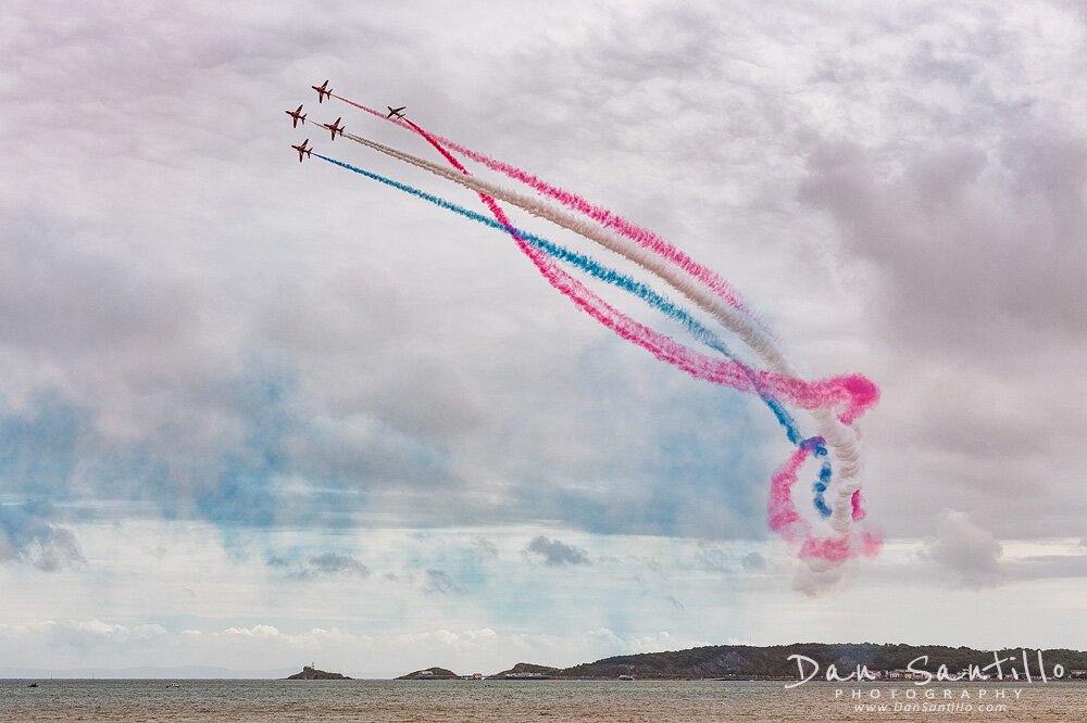 Mumbles Lighthouse with the Red Arrows, Swansea Airshow