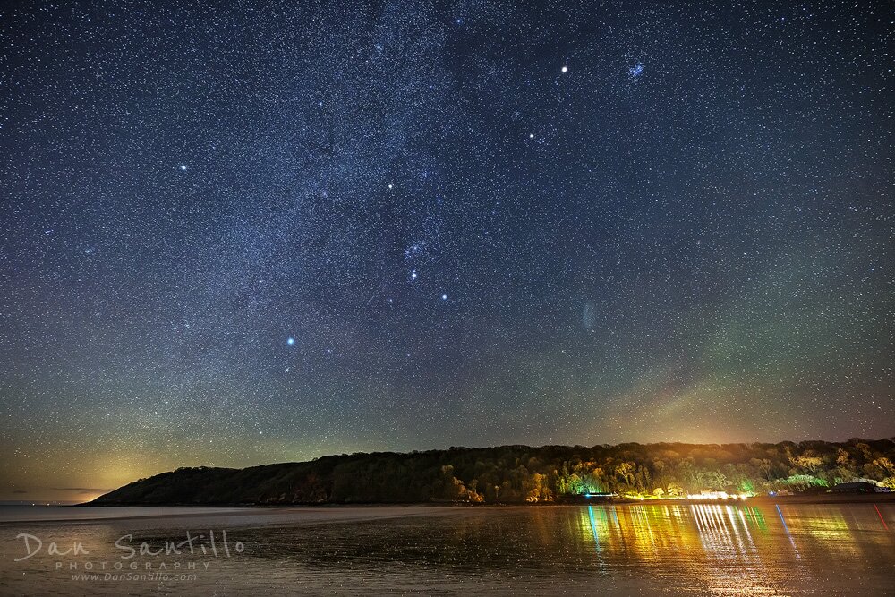 Oxwich Bay with Orion and Mars