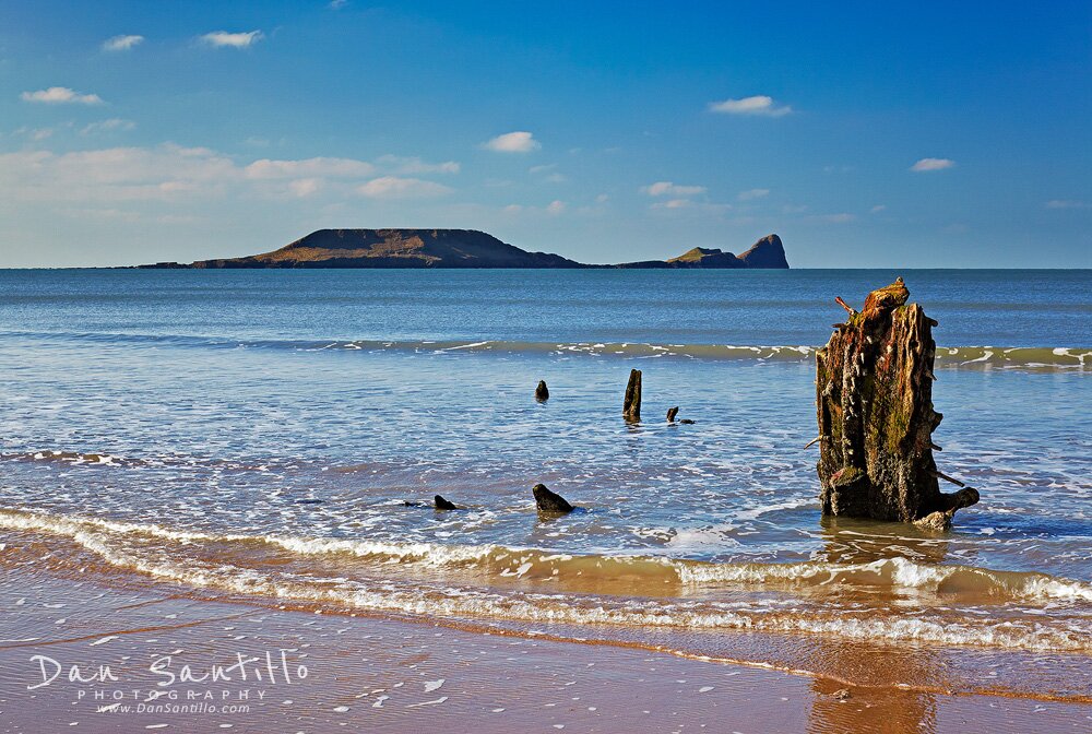 Helvetia Wreck and Worms Head, Rhossili Bay