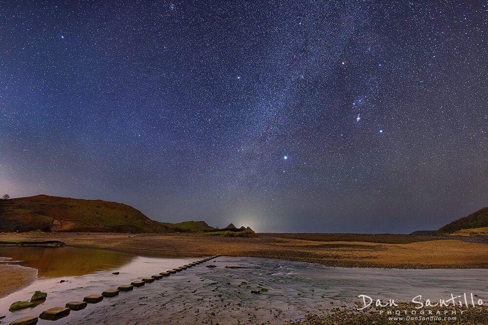 Three Cliffs Bay with Orion's Belt and Sirius
