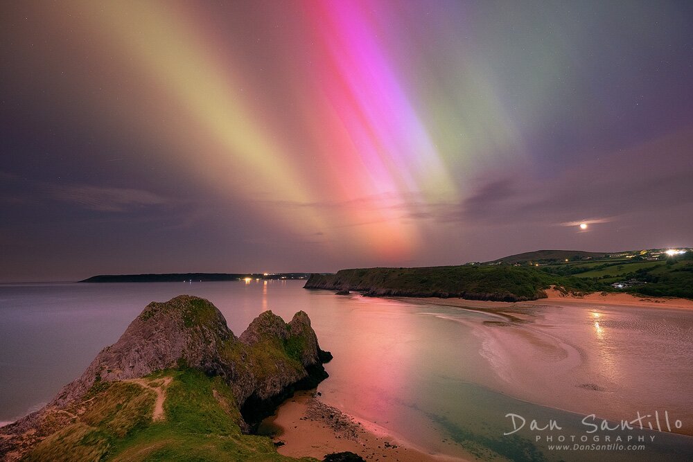 Aurora Borealis over Three Cliffs Bay