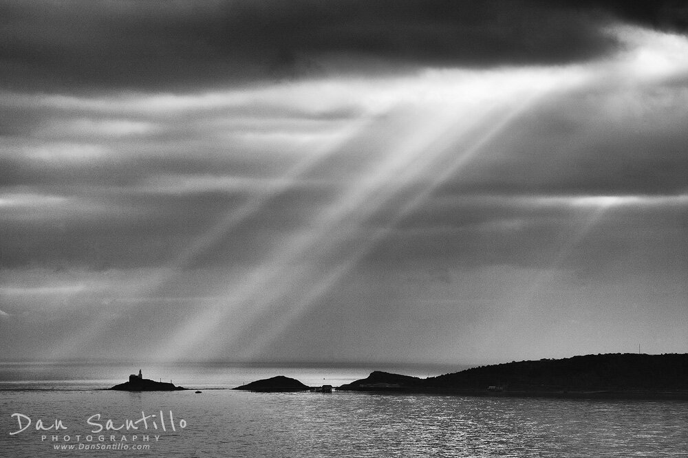 Mumbles Lighthouse across Swansea Bay
